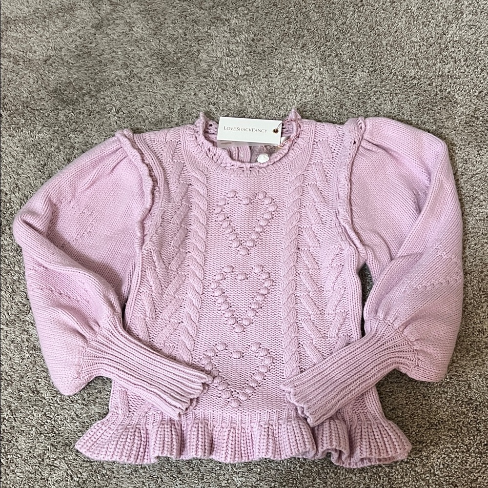 Loveshackfancy pink heart sweater. NWT